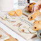 A personalised marble sharing platter with a garden bird watercolour design featuring a robin, sparrow, bluetit, chaffinch and song thrush. Create a personalised serving platter, trivet or cheeseboard as a luxury gift.