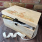 Large wooden pine memory/wedding/anniversary gift box featuring a dreamy watercolour illustration of two Hares side-by-side, perfect for celebrating a lasting bond.  perfect keepsake filled with special treats for a special day