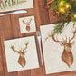 A square medium marble platter featuring a watercolour portrait of a majestic stag.