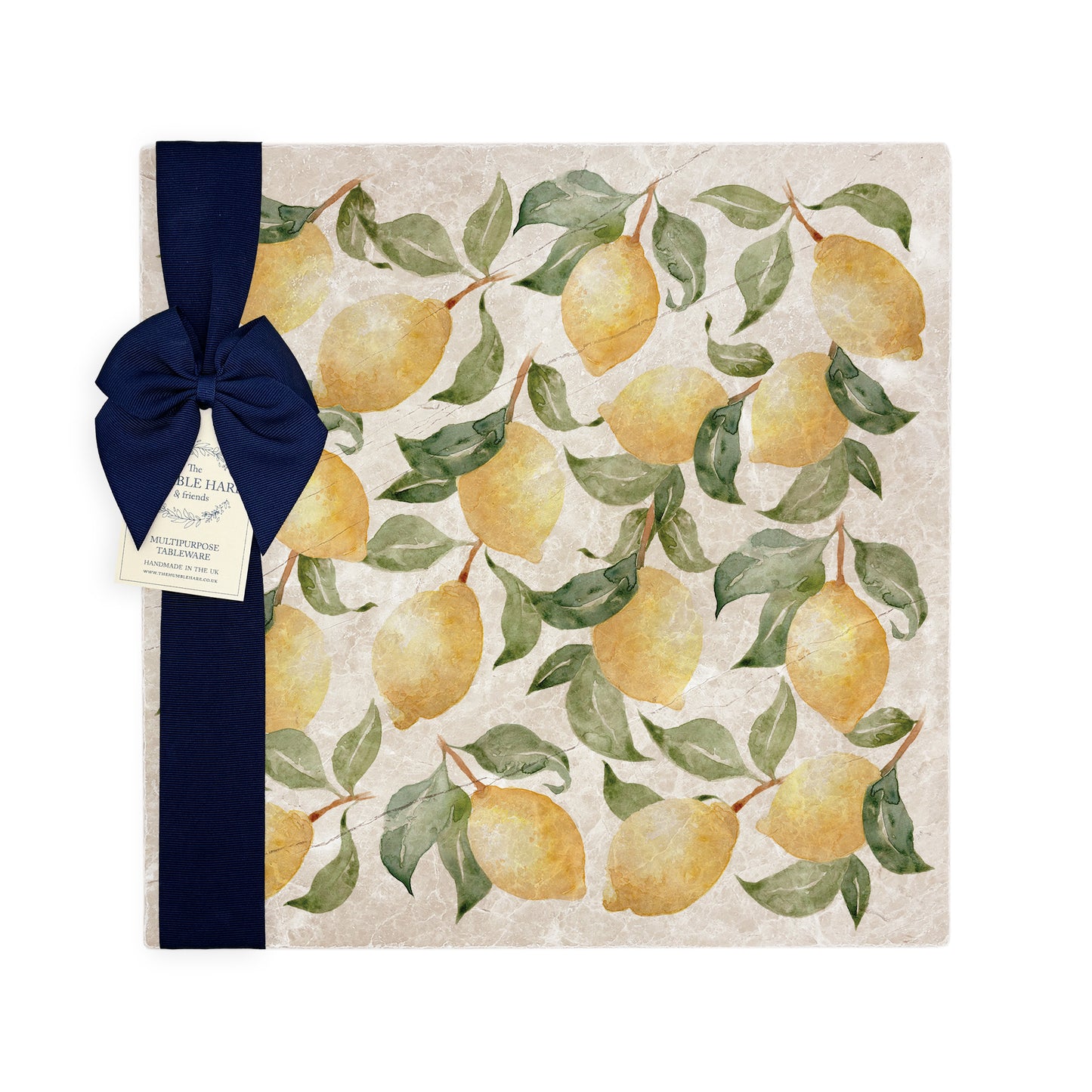 A Large marble board which is multipurpose watercolour lemon design, perfect summer Mediterranean/ Italian vibe.