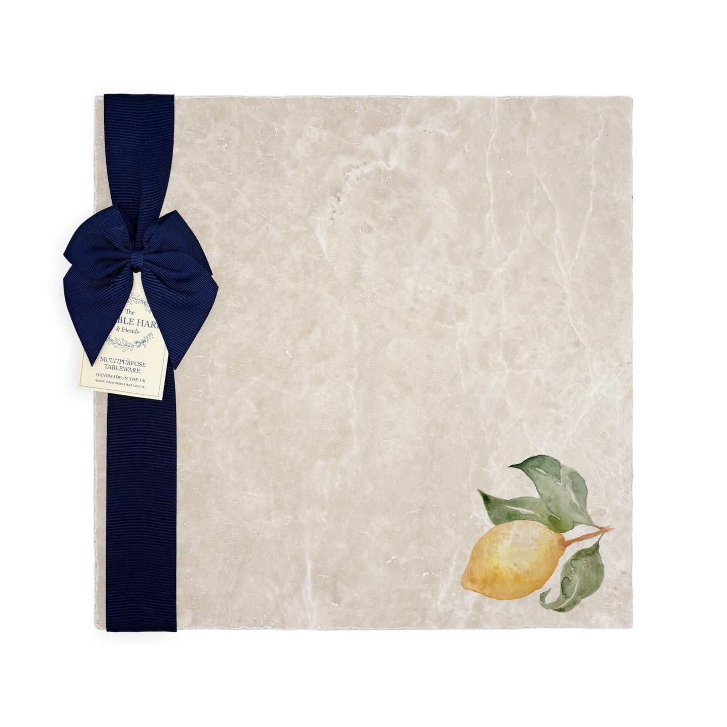 A Large marble board which is multipurpose watercolour lemon design, perfect summer Mediterranean/ Italian vibe.