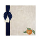 A large multipurpose marble platter with a minimalistic fruit watercolour orange design. great Mediterranean vibe