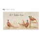 A personalised rectangular marble sharing platter featuring a parade of pheasants in a watercolour style. The example personalised dark blue text reads ‘No.4 Feather Lane’ in a brush script font.