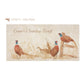 A personalised rectangular marble sharing platter featuring a parade of pheasants in a watercolour style. The example personalised neutral colour text reads ‘Connor's Sunday Roast’ in a brush script font.