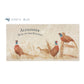 A personalised rectangular marble sharing platter featuring a parade of pheasants in a watercolour style. The example personalised dark blue text reads ‘Alexander King of the Kitchen' in a classic serif font.