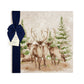 The Reindeers rest design features reindeer appearing from an opening in the wintery snowy forest. 
