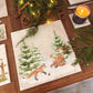 A large square marble platter featuring a forest scene with a fox family playing in the snow.