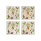 The Vegetable Garden coasters set of 4 featuring watercolour Carrots, Radish, Runner Beans, Beetroot and Parsnips 