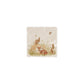 A square marble tile featuring a fawn and rabbits sheltering among the roots of a willow tree.
