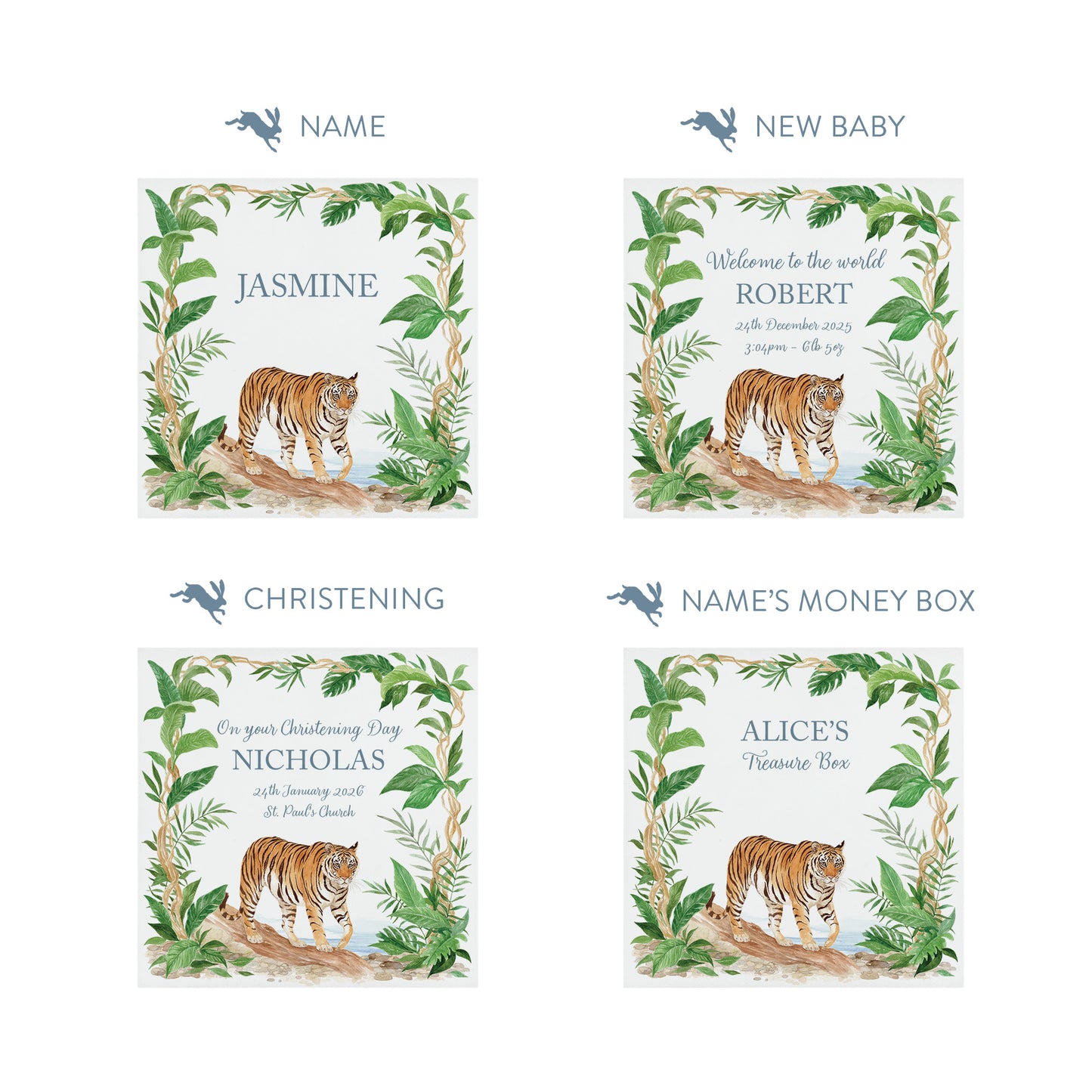 personalised handmade baby money box gift for birthday or christening, The tiger that came for tea