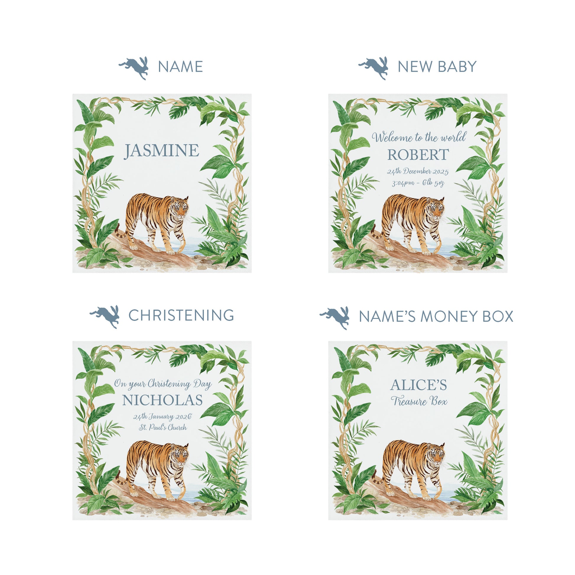 personalised handmade baby money box gift for birthday or christening, The tiger that came for tea