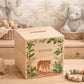 watercolour nursery themed handmade money box for new baby gift, tiger in the jungle. 