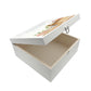 White Square personalised Wooden box with a decorative lid featuring illustrations of Tools on a bench and toolbox, perfect for Dad, Grandad, brother, son memorial Perfect funeral memory keepsake box, for storing ashes, order of service, flowers and capturing your loved ones things in one place. 