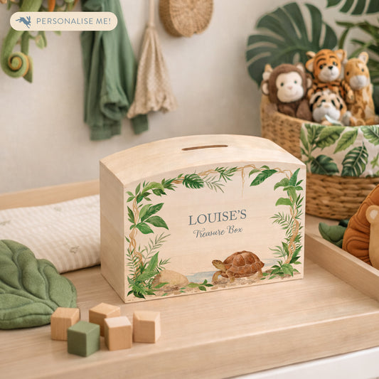 handmade personalised money box gift for new baby nursery