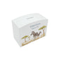 Zebra money box, mummy and baby animal design in the savannah. White arched money box.