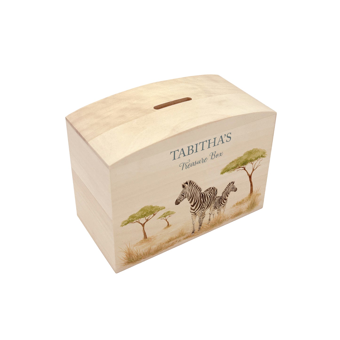 personalised money box handmade with watercolour design for christening gift